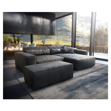 DELIFE Rohová pohovka Sirpio XL 270x170 cm koženka vintage antracitová variabilní lenoška s tabu