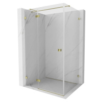 MEXEN/S Lunar T sprchový kout dveře křídlové levá 130 x 90, transparent, zlato 834T-130-090-50-0