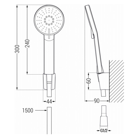 MEXEN/S Pecos R40 vanová baterie se sprchou set, černá 7273R40-70