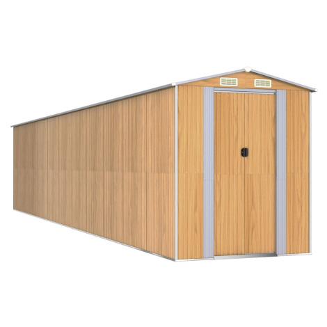 vidaXL Zahradní kůlna světle hnědá 192x938x223 cm pozinkovaná ocel