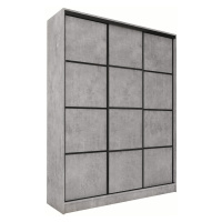 Šatní skříň HARAZIA 150 bez zrcadla, se 4 šuplíky a 2 šatními tyčemi, beton