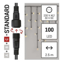 Standard LED spojovací vánoční řetěz – rampouchy, 2,5 m, venkovní, teplá bílá