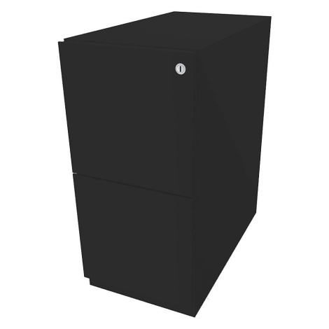 BISLEY Pojízdný kontejner Note™, se 2 kartotékami pro závěsné složky, v x š 645 x 300 mm, černá