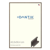 DANTIK rámeček 42 × 59,4, ALU profil 6035 Hnědý tmavý plexi čiré