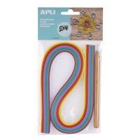 APLI Papírové proužky - quilling sada, mix barev + quillingové pero, 120 ks