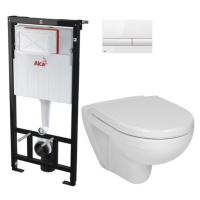 ALCADRAIN Sádromodul předstěnový instalační systém s bílým tlačítkem M1710 + WC JIKA LYRA PLUS +