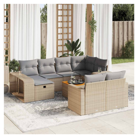 vidaXL 11dílný zahradní sedací souprava s poduškami béžový polyratan