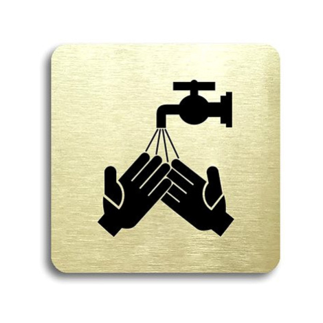 Accept Piktogram "umyjte si ruce" (80 × 80 mm) (zlatá tabulka - černý tisk bez rámečku)