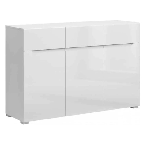 Tempo Kondela Komoda JOLK 3D3S - bílá extra vysoký lesk