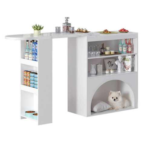 OKWISH BAROVÝ a jídelní stůl 120(+80)/40/100 cm bílý z MDF s výsuvnou deskou a úložným prostorem