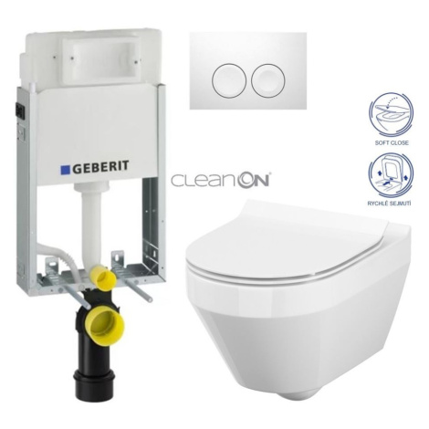 GEBERIT KOMBIFIXBasic vč. bílého tlačítka DELTA 21 + WC CERSANIT CLEANON CREA OVÁL + SEDÁTKO 110