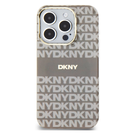 Zadní kryt DKNY PC/TPU Repeat Pattern Tonal Stripe Magsafe pro Apple iPhone 15 Pro, béžová