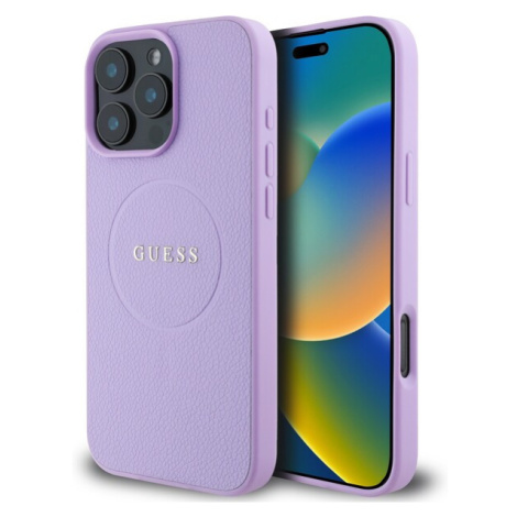 Guess PU Grained Classic Logo MagSafe kryt iPhone 16 Pro fialový