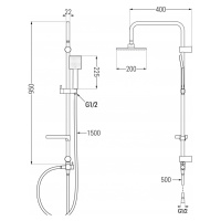 MEXEN/S T45 černá sprchový sloup 798454593-70