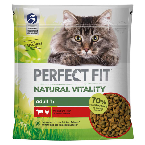 Krmivo pro kočky PERFECT FIT Natural Vitality Adult 1+ hovězí a kuře 6 × 650 g