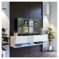 Závěsný televizní stolek ANTOFALLA 175, bílý/bílý lesk