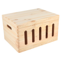 Dřevěný box s výřezy a víkem 40 x 30 x 23 cm