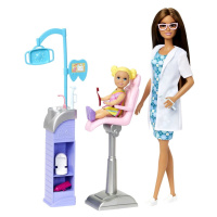 Mattel barbie povolání herní set s panenkou zubařka hnědovláska, hkt70