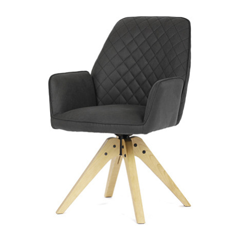 Židle jídelní s područkami, černá látka, dubové nohy, otočná P90°+ L 90° s vratným mechanismem - Autronic