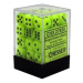 Chessex Sada 6-stěnných kostek 12mm - Svítivě zelená s černými tečkami (36x)