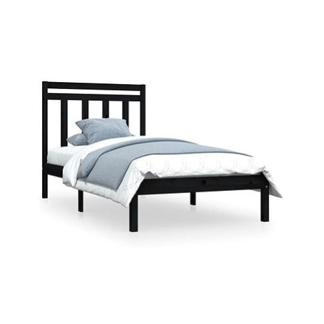Rám postele černý masivní dřevo 100 × 200 cm, 3105244 SHUMEE