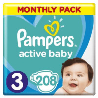 PAMPERS Active Baby 3 (6-10 kg) 208 ks MĚSÍČNÍ ZÁSOBA – jednorázové pleny