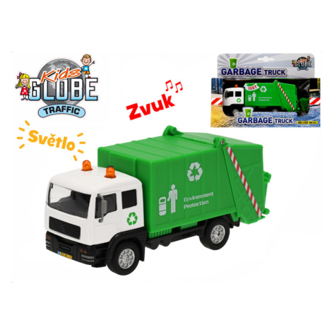 MIKRO TRADING - Kids Globe Traffic auto popelářské 15cm kov na zpětný chod na baterie se světlem