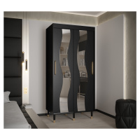Šatní skříň Abi Calipso Sew Barva korpusu: Černá, Rozměry: 100 cm, Dveře: Černá + zrcadlo