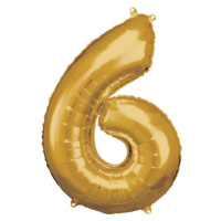 Zlatý foliový balónek 88cm - číslo 6