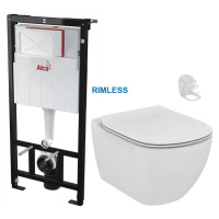 ALCADRAIN Sádromodul předstěnový instalační systém bez tlačítka + WC Ideal Standard Tesi se sedá