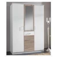 Šatní skříň se zrcadlem Click, 135 cm, bílá/dub sonoma