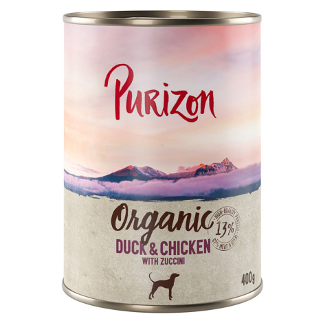 Purizon bez obilovin, 6 x 800 g / 400 g - 5 + 1 zdarma! - Organic kachna a kuřecí s cuketou (6 x
