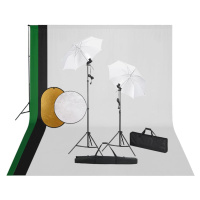 vidaXL Foto studio set s lampami, pozadím a odraznou deskou