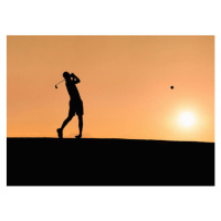 Fotografie Golf player hitting the perfect pitch at sunset, Jasmin Merdan, (40 x 30 cm)