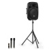 Auna Streetstar 15, mobilní PA systém + stativ, 15" woofer, UHF mikrofon, 1000 W, černý