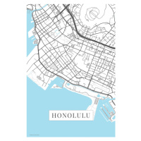 Mapa Honolulu white, 26.7x40 cm