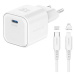 Swissten síťový adaptér GaN 1x USB-C 35W Power Delivery + datový kabel USB-C/Lightning 1.2m bílý