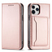 Magnet Card Case elegantní knížkové pouzdro s venkovní kapsou na iPhone 12 Pro 6.1" Pink