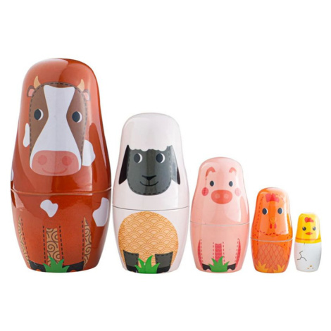 Dřevěná hračka - Matrjoška, Hospodářská zvířatka (Tidlo)