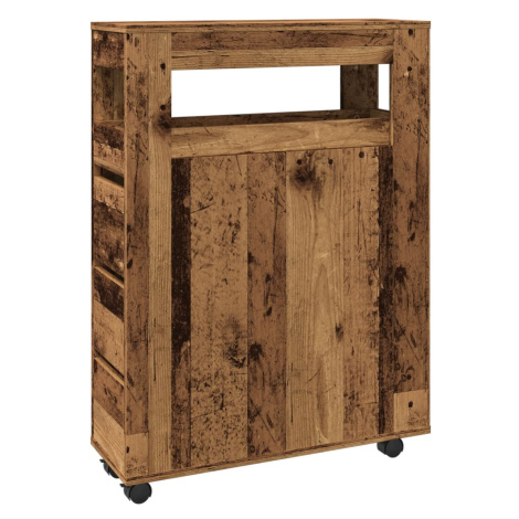 vidaXL Úzká koupelnová skříňka na kolečkách old wood kompozitní dřevo