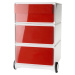 Paperflow Pojízdný kontejner easyBox®, 2 zásuvky, 2 ploché výsuvy, červená / bílá