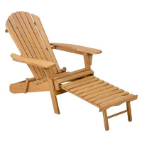 Zahradní dřevěná židle s podnožkou