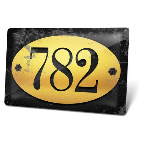 Domovní číslo - Plechová cedulka "Gold" Plechová cedulka - Domovní číslo "Gold", 200 x 140 mm, K