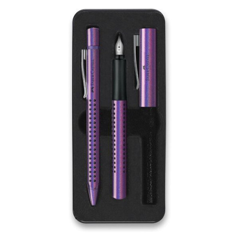 Dárková psací sada plnicí + kuličkové pero Faber-Castell Grip Edition Glam - fialová