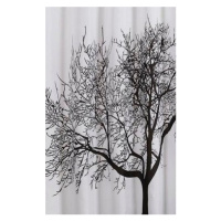 Aqualine Sprchový závěs 180x200cm, polyester, černá/bílá, strom