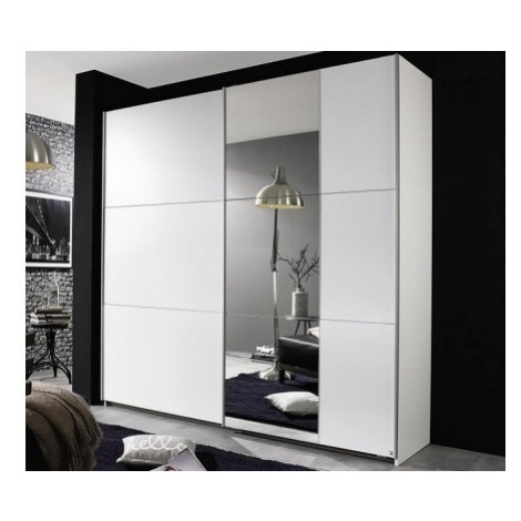 Šatní skříň Kronach, 175 cm, bílá/zrcadlo Asko