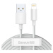 Baseus Simple Wisdom Kabel USB na Lightning, 2,4 A, 1,5 m (bílý) 2ks.