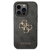 Zadní kryt Guess PU 4G Metal Logo pro Apple iPhone 15 Pro, šedá