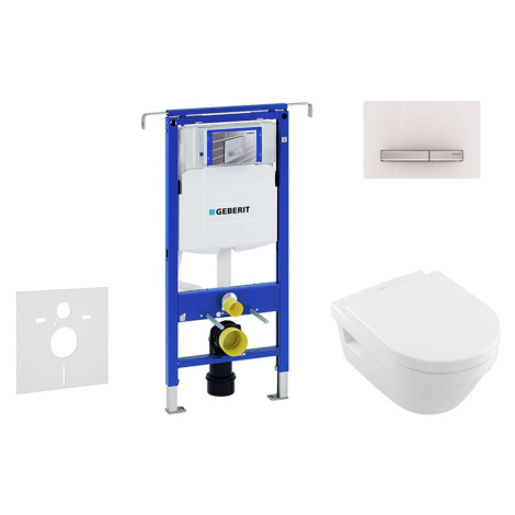 Geberit Duofix - Set předstěnové instalace, klozetu a sedátka Villeroy & Boch, tlačítka Sigma50,