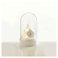 ACA Lighting plastová sněžná koule s bílým domem, 10 MINI WW LED na baterie 3xAA IP20 pr.11X19CM